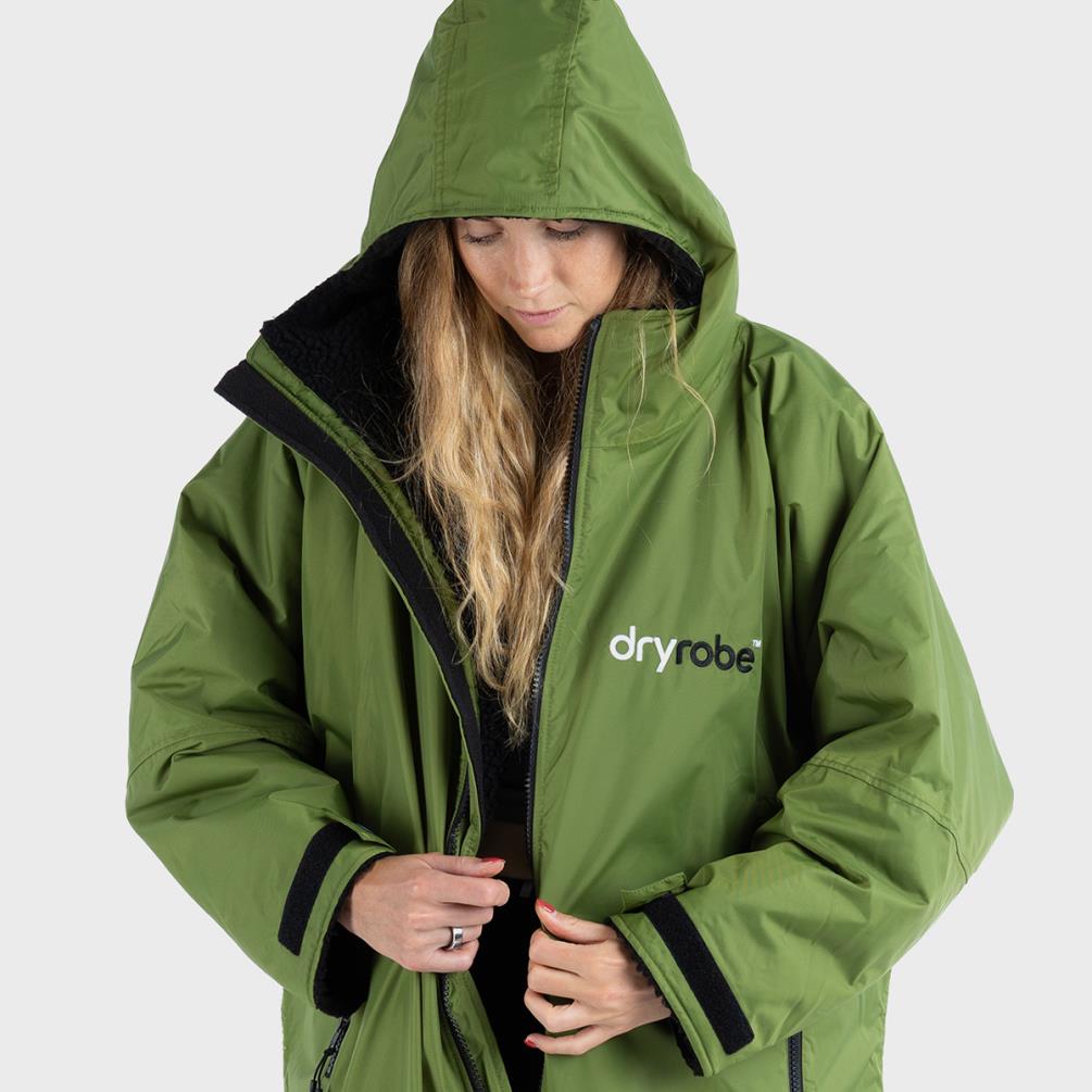 dryrobe Advance Long Sleeve Changing Robe - Dark Green / Black Extra Image 1
